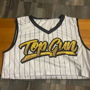 Top Gun White and Black Striped Crop Top